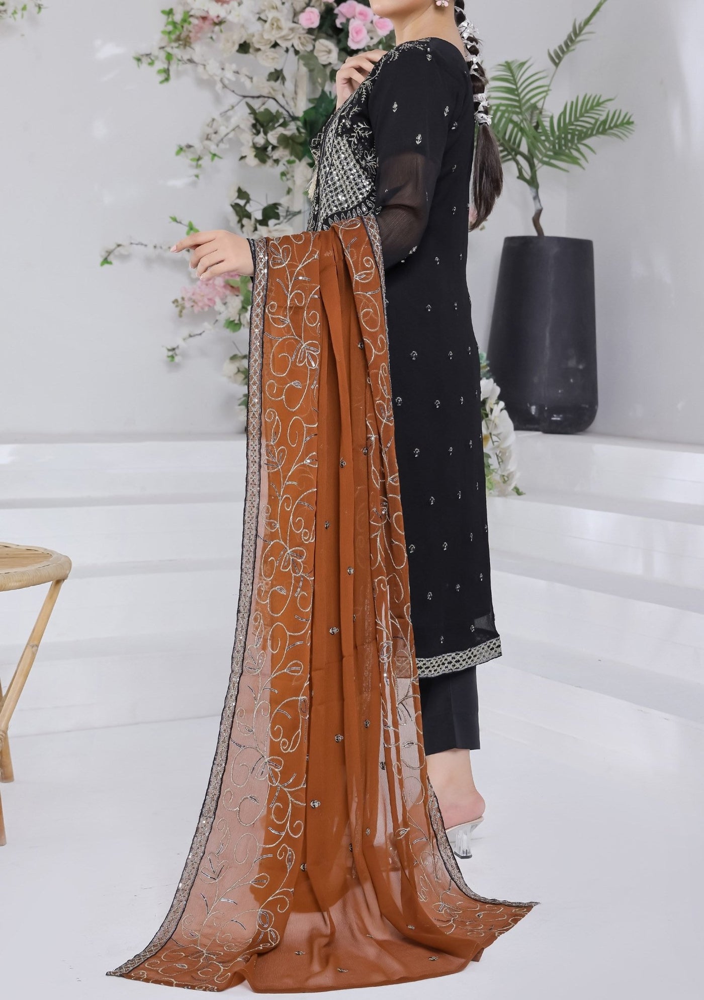 Bin Hameed Suffha Luxury Embroidered Chiffon Dress - db26663