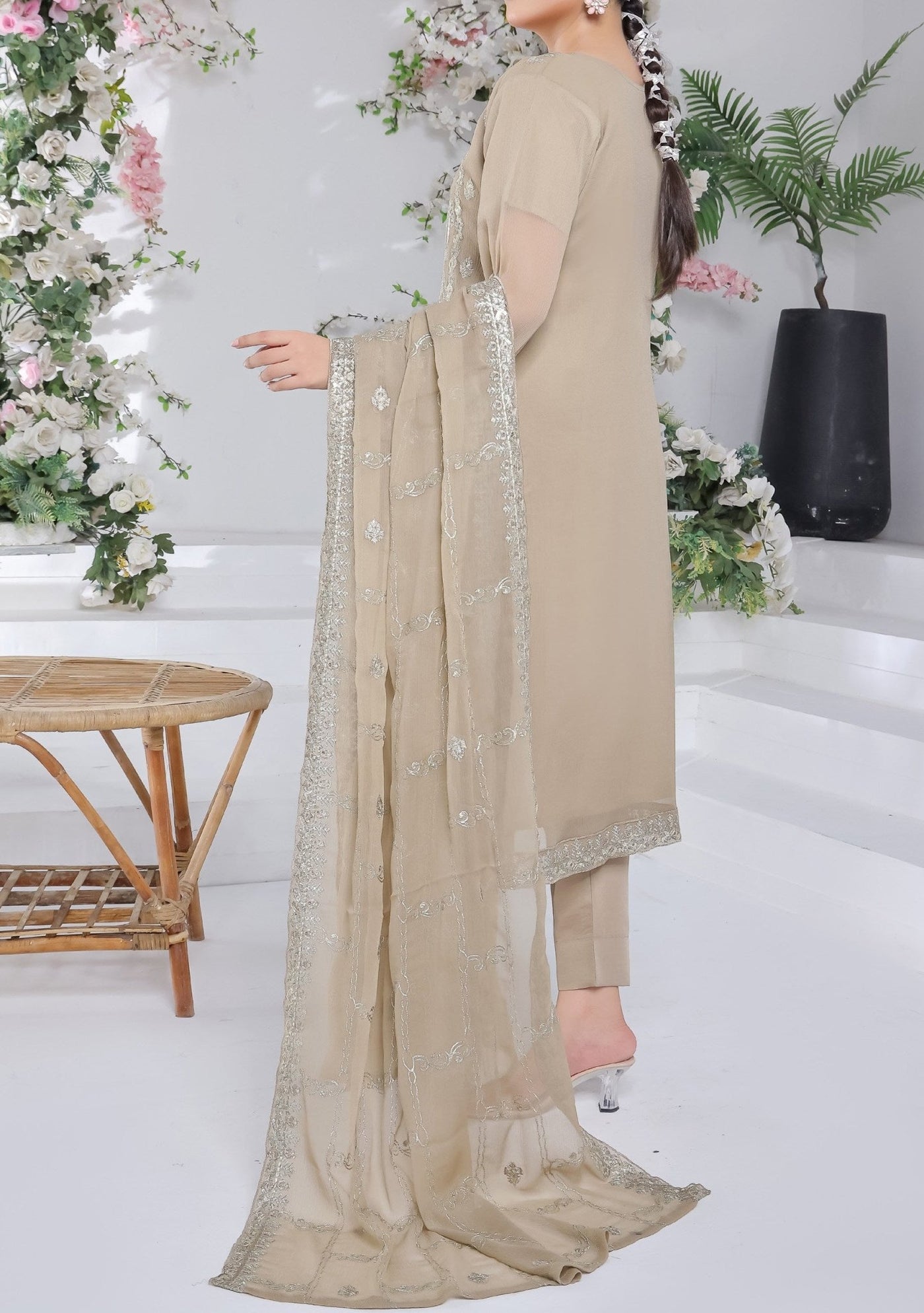 Bin Hameed Suffha Luxury Embroidered Chiffon Dress - db26664