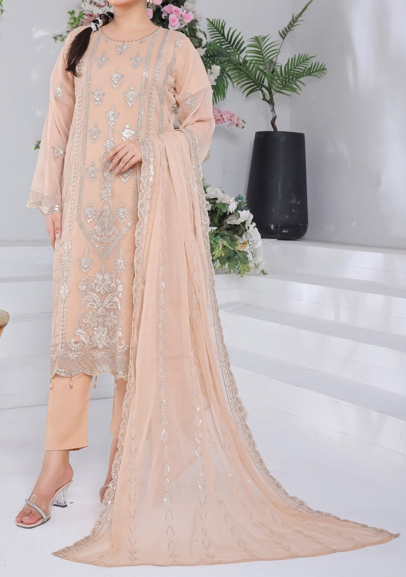 Bin Hameed Suffha Luxury Embroidered Chiffon Dress - db26667