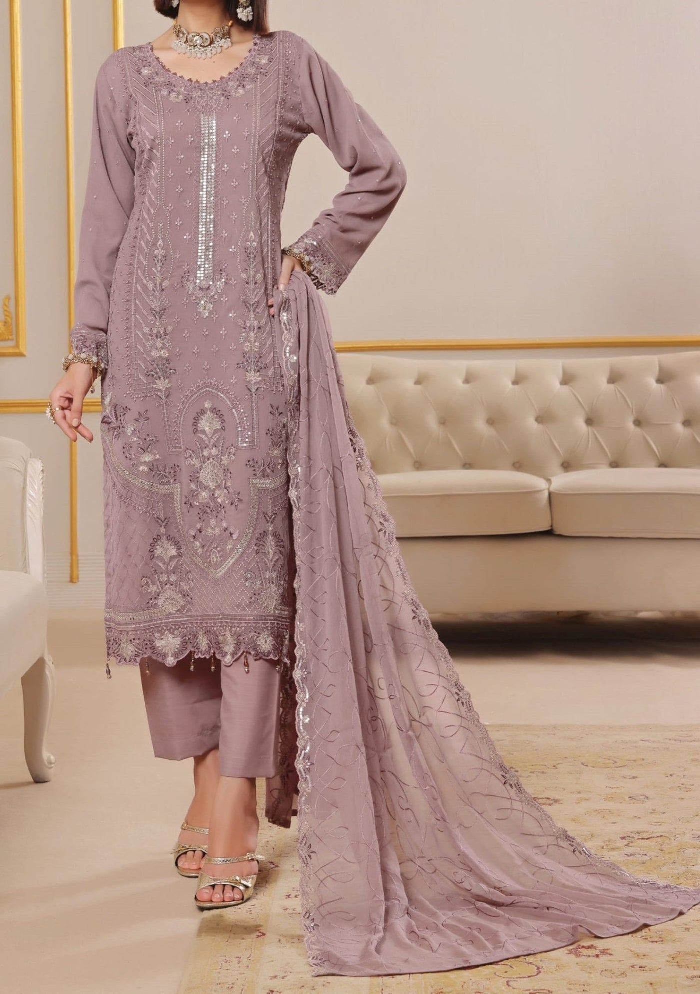 Bin Hameed Zaib Luxury Embroidered Chiffon Dress - db29944