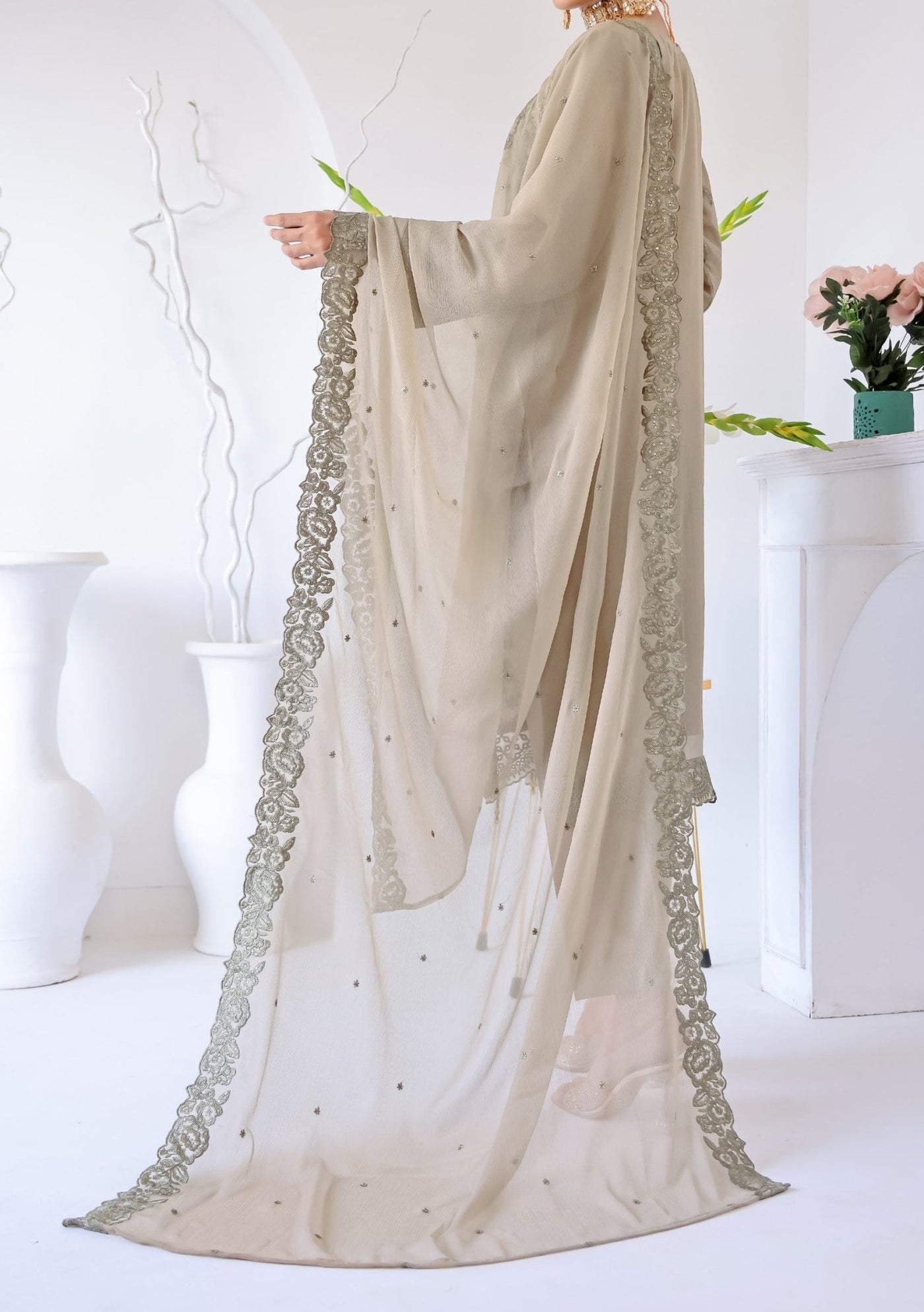 Bin Hameed Zhikar Luxury Embroidered Chiffon Dress - db27933