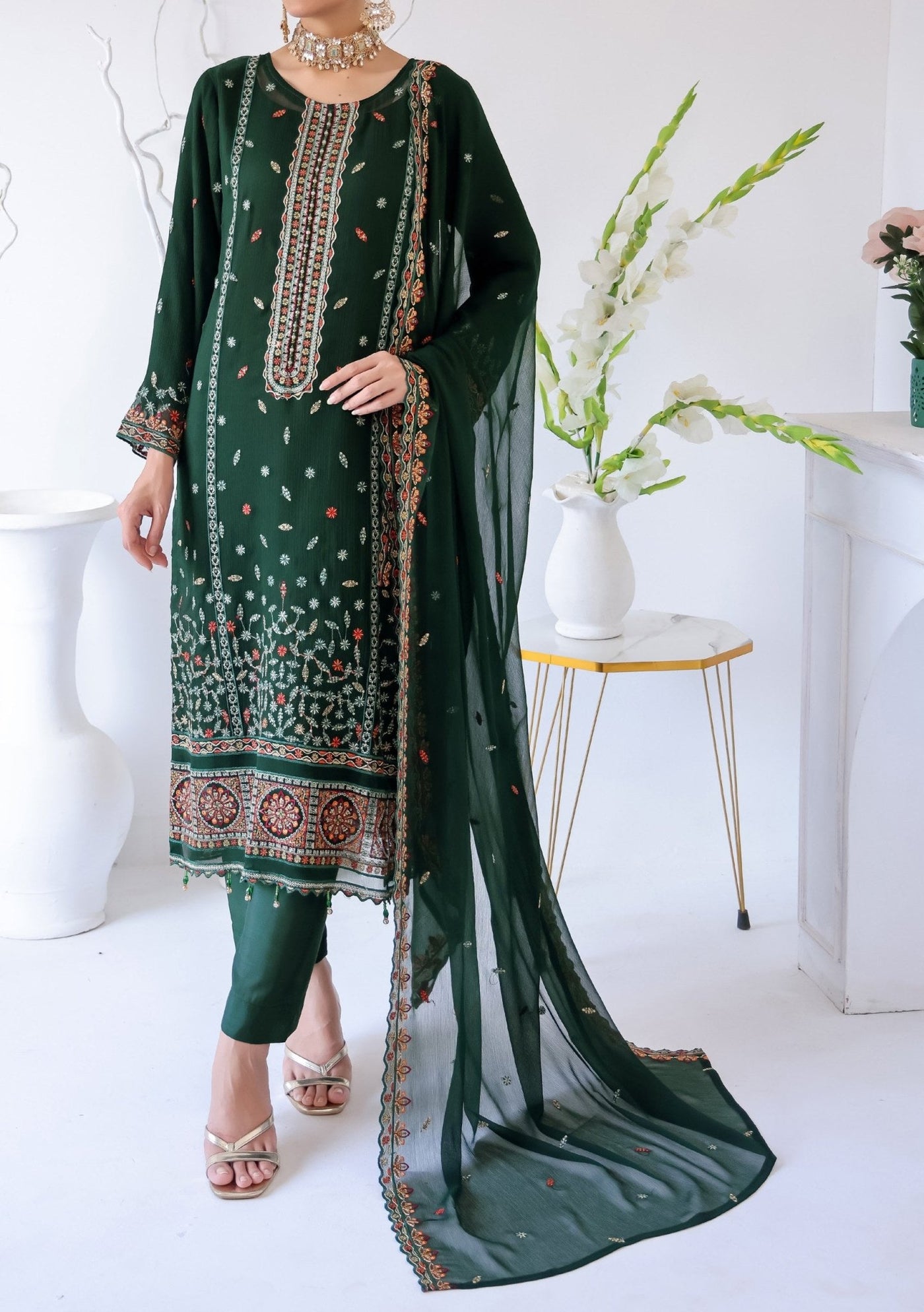 Bin Hameed Zhikar Luxury Embroidered Chiffon Dress - db27934