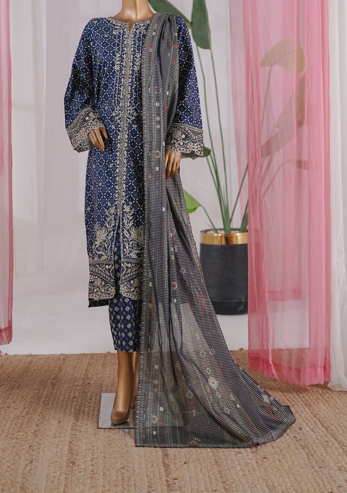 Bin Saeed Ready Made Embroidered Chikankari Dress - db29495