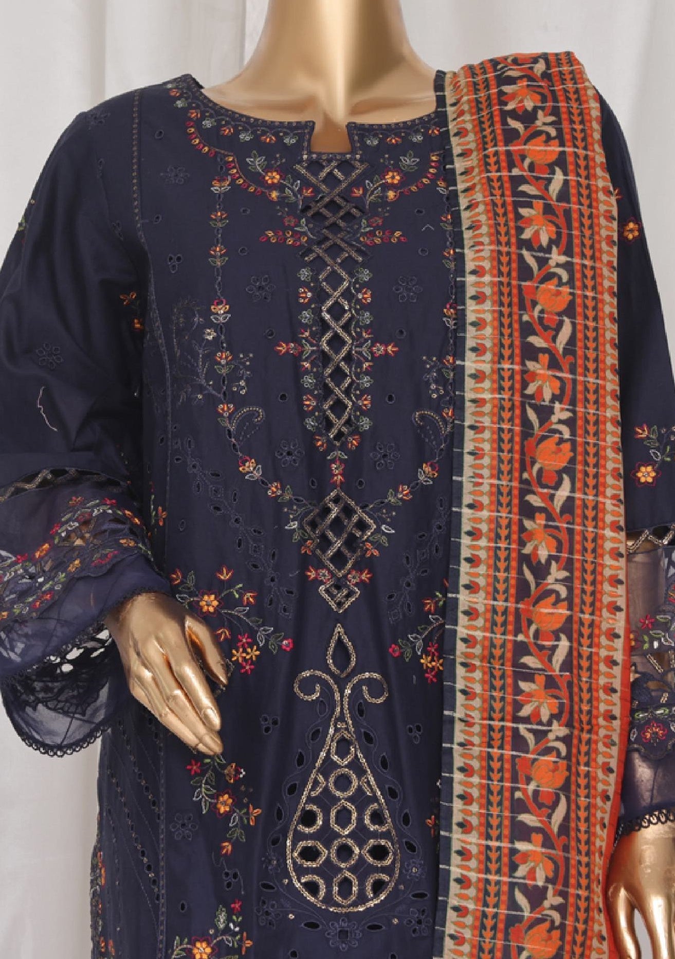 Bin Saeed Ready Made Embroidered Cotton Dress - db28748