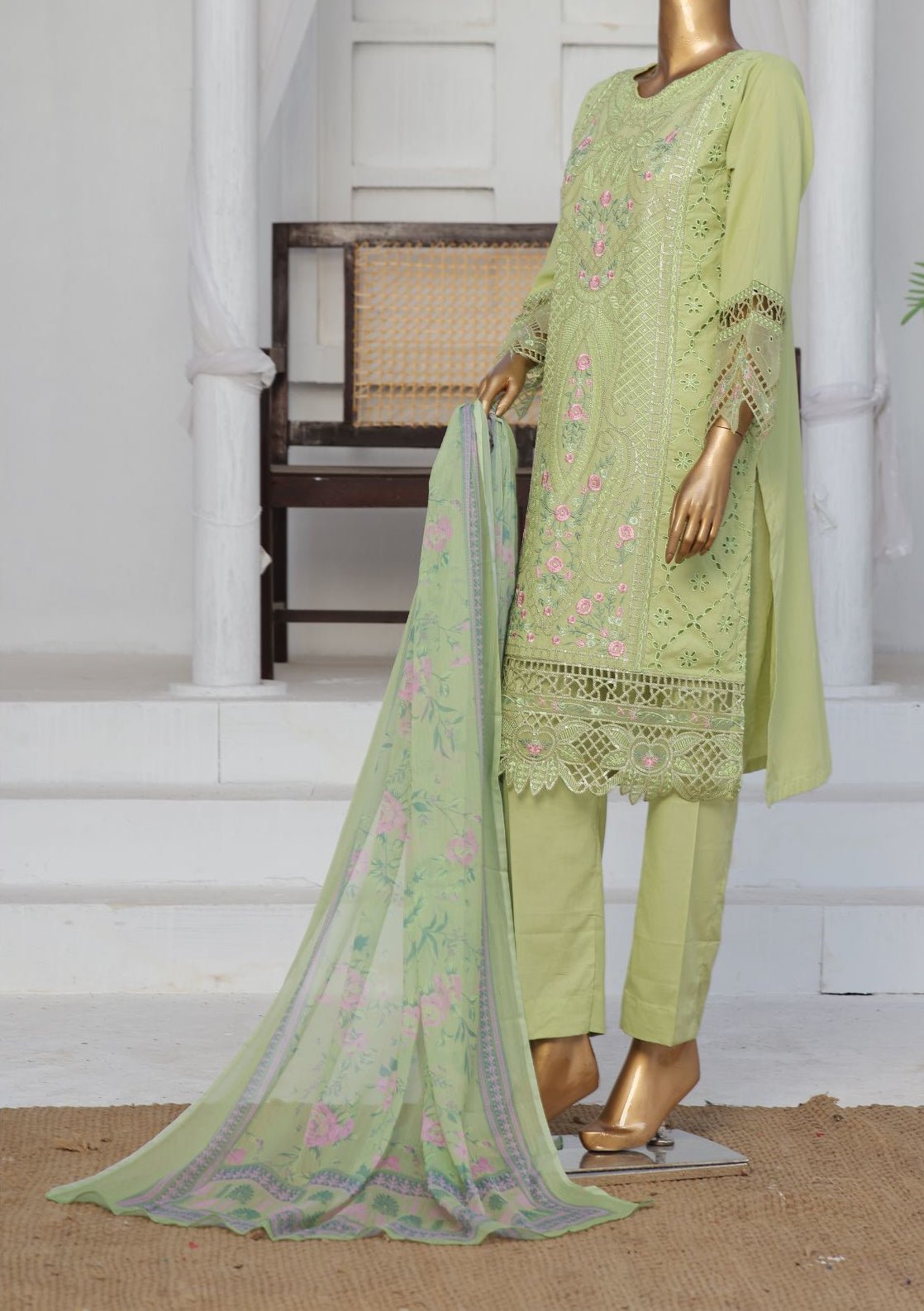 Bin Saeed Ready Made Embroidered Cotton Dress - db27839