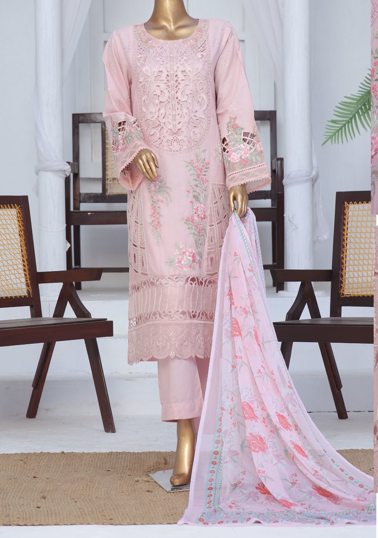 Bin Saeed Ready Made Embroidered Cotton Dress - db27833