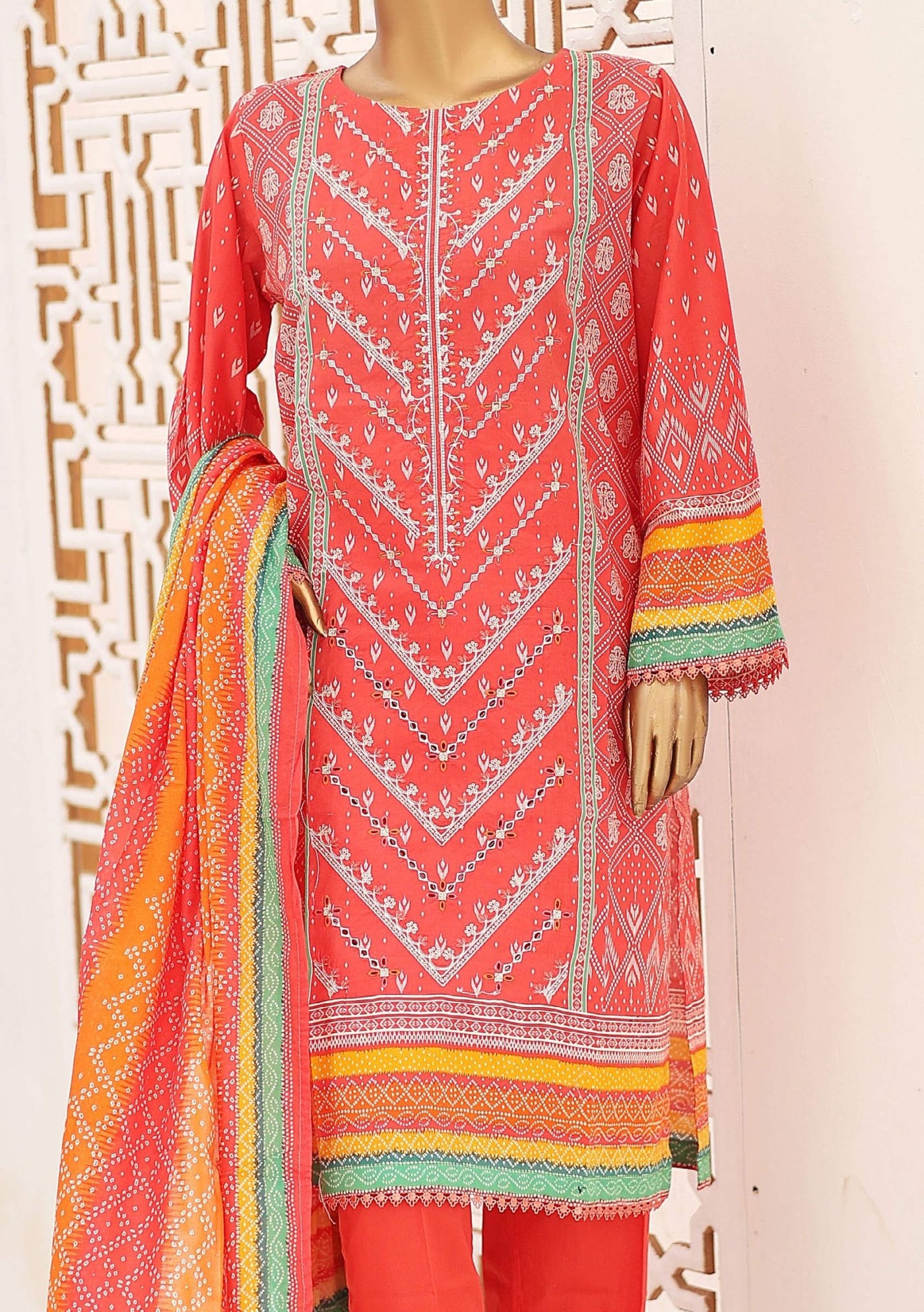 Bin Saeed Ready Made Embroidered Cotton Dress - db26763