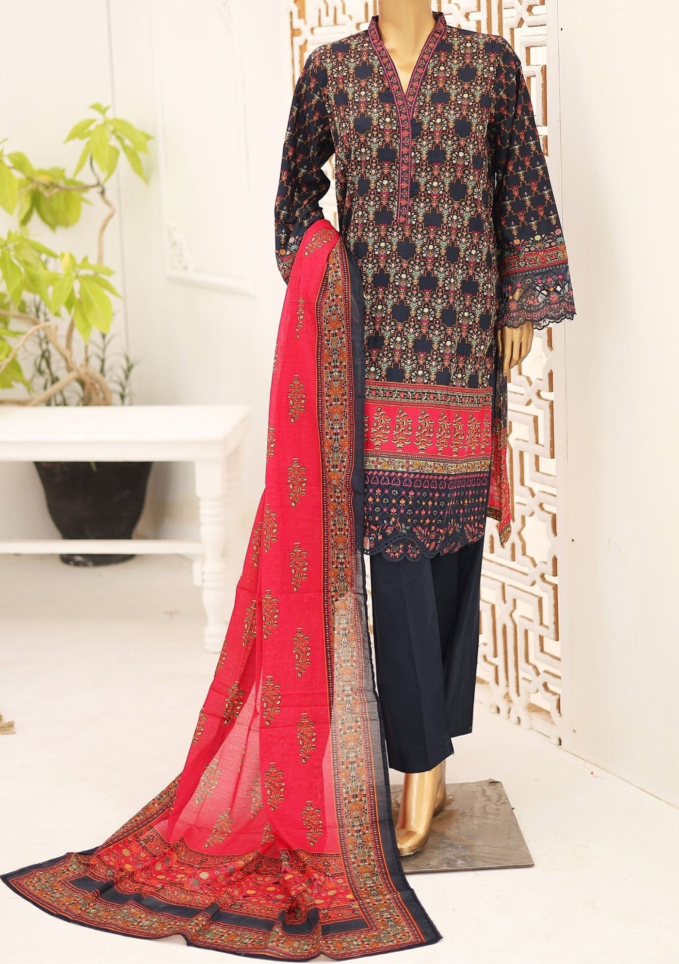 Bin Saeed Ready Made Embroidered Cotton Dress - db26757