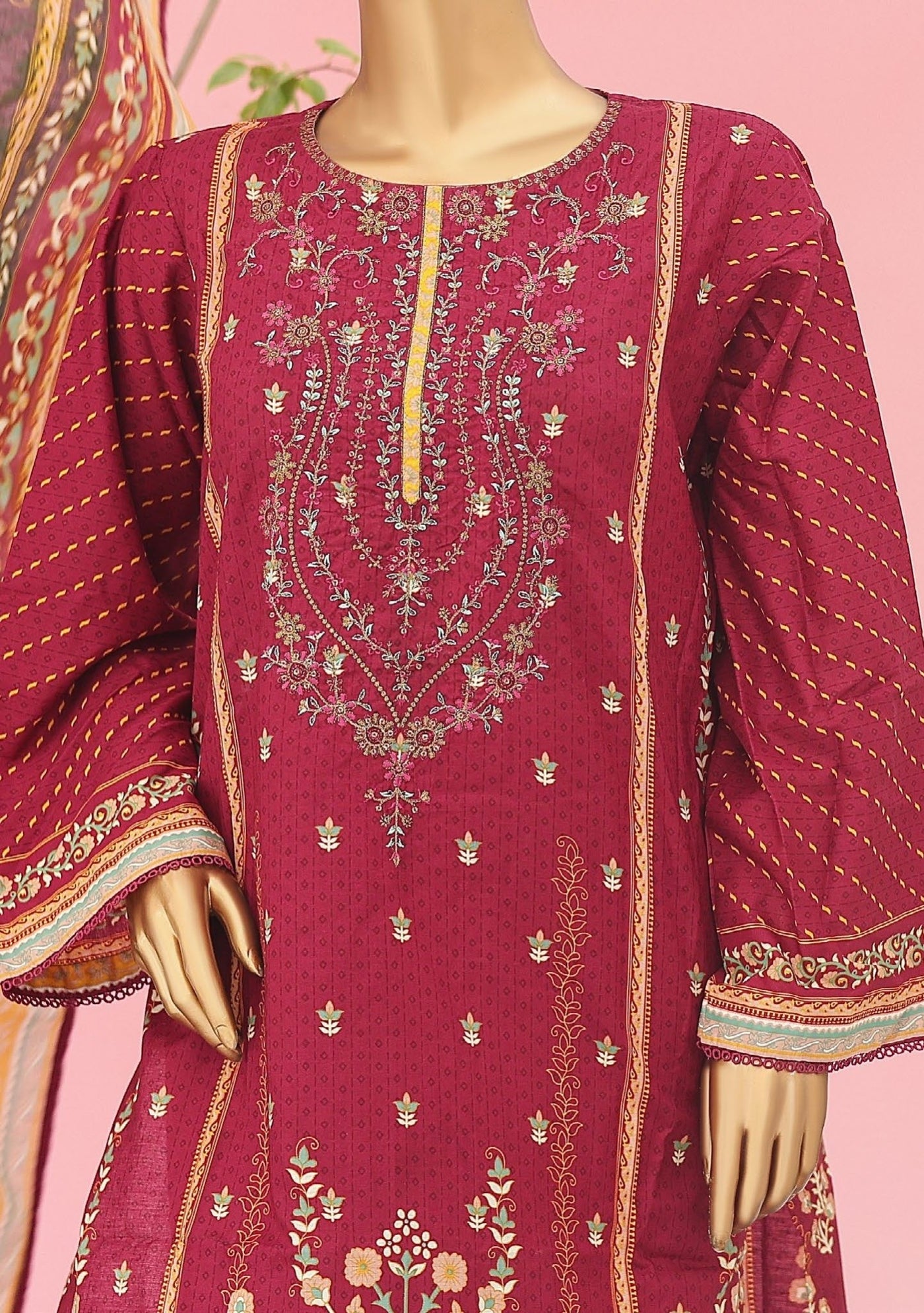 Bin Saeed Ready Made Embroidered Cotton Dress - db26753