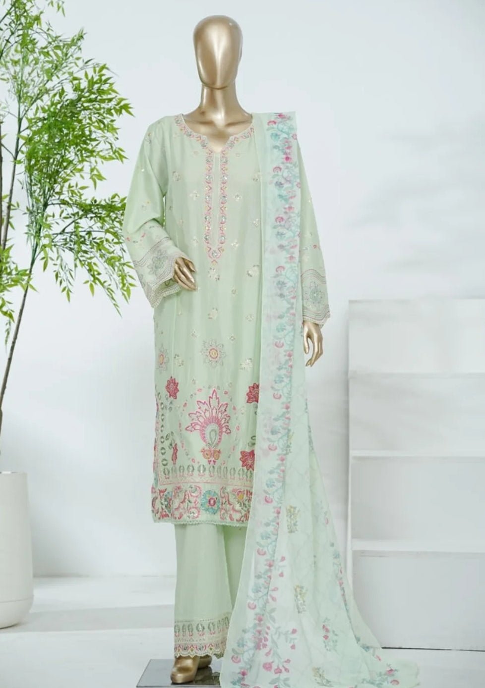 bin saeed formal dresses Bin Saeed Festive Embroidered Organza 3 Piece Stitched Suit BS24FOS-08 –  Royal Fashion