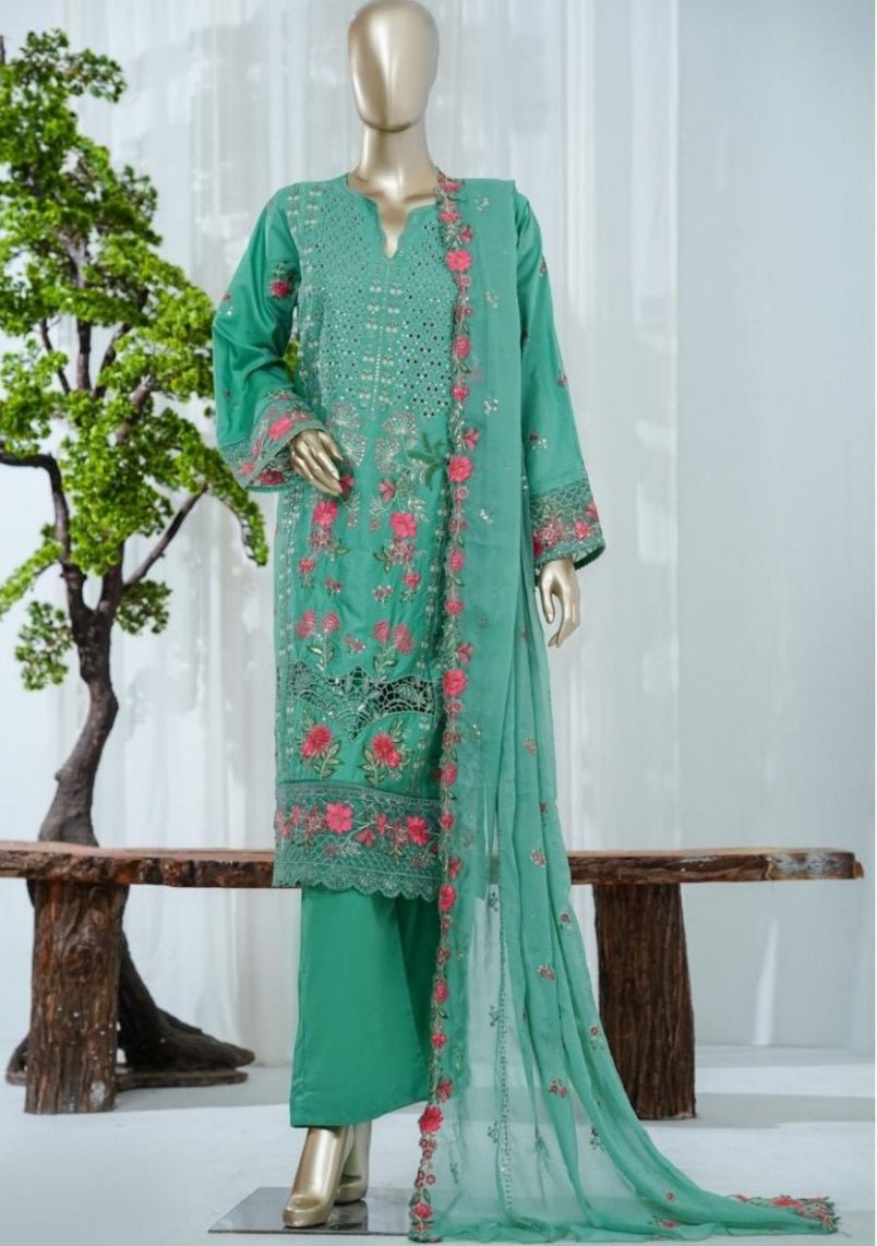 bin saeed formal dresses Bin Saeed Embroidered Organza Formal Suit BIN22 main image 1