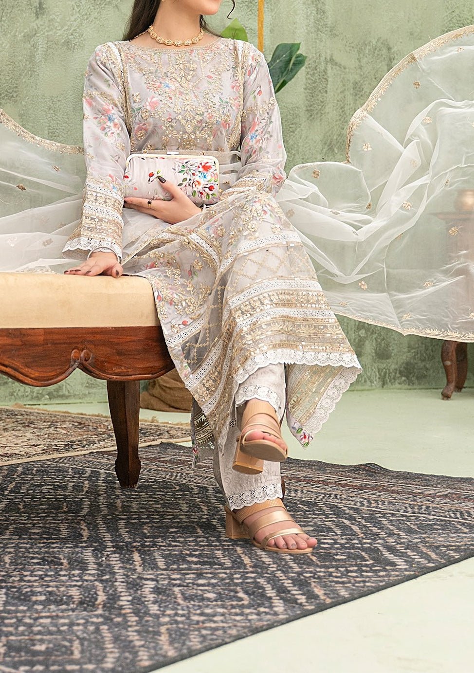 Bint - E - Noor Eshaline Embroidered Organza Dress - db29920