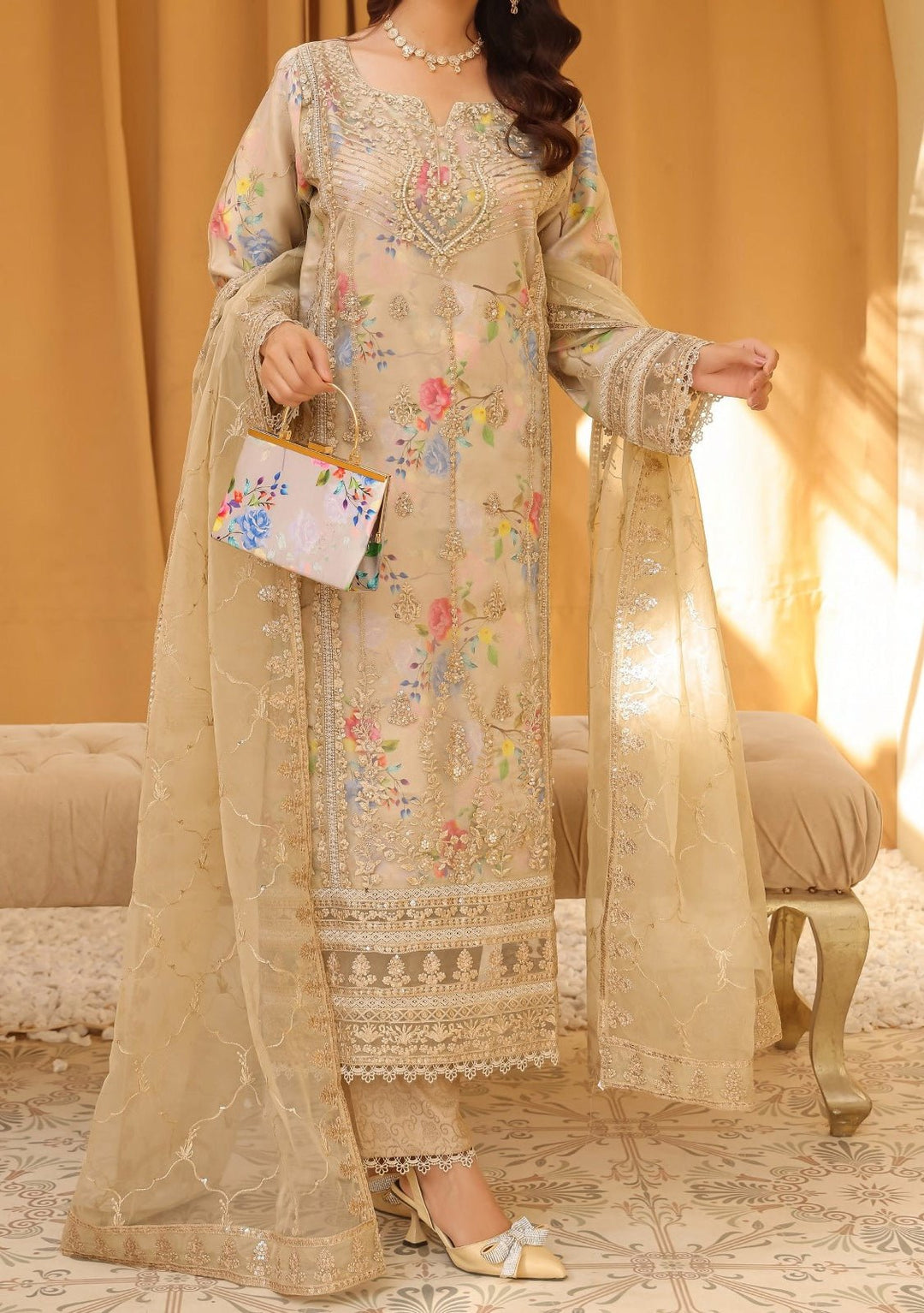 Bint E Noor Embroidered Organza Dress