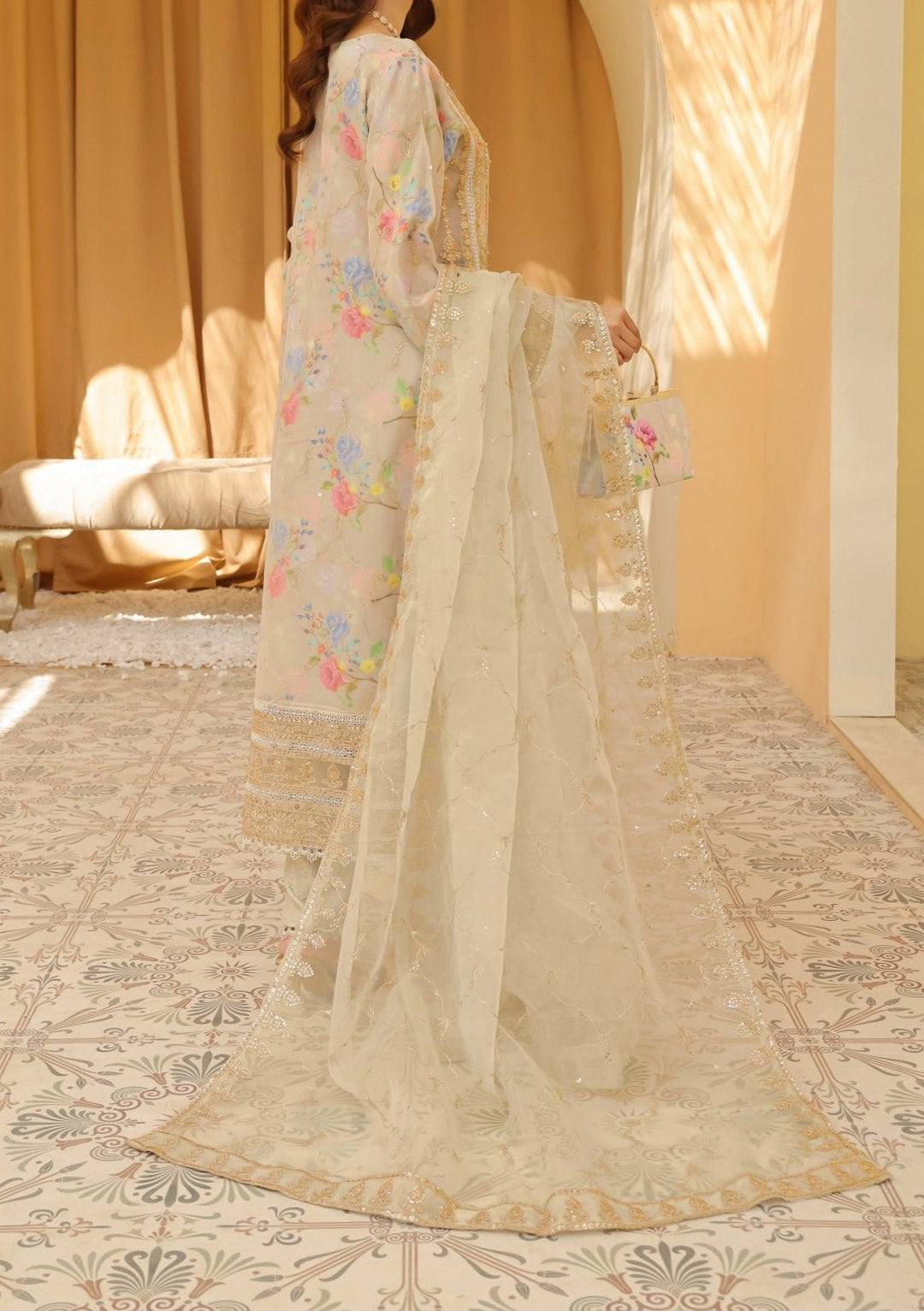 embroidered organza dress Bird Embroidered Silk Organza Wedding Guest Dress L