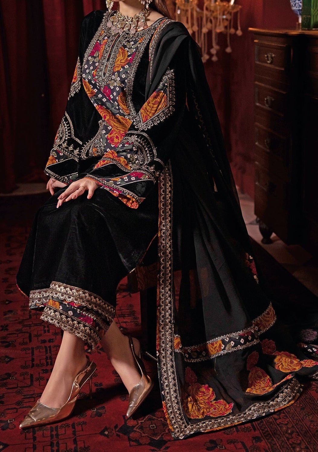 Charizma Embroidered Pakistani Premium Velvet Dress db27479 38