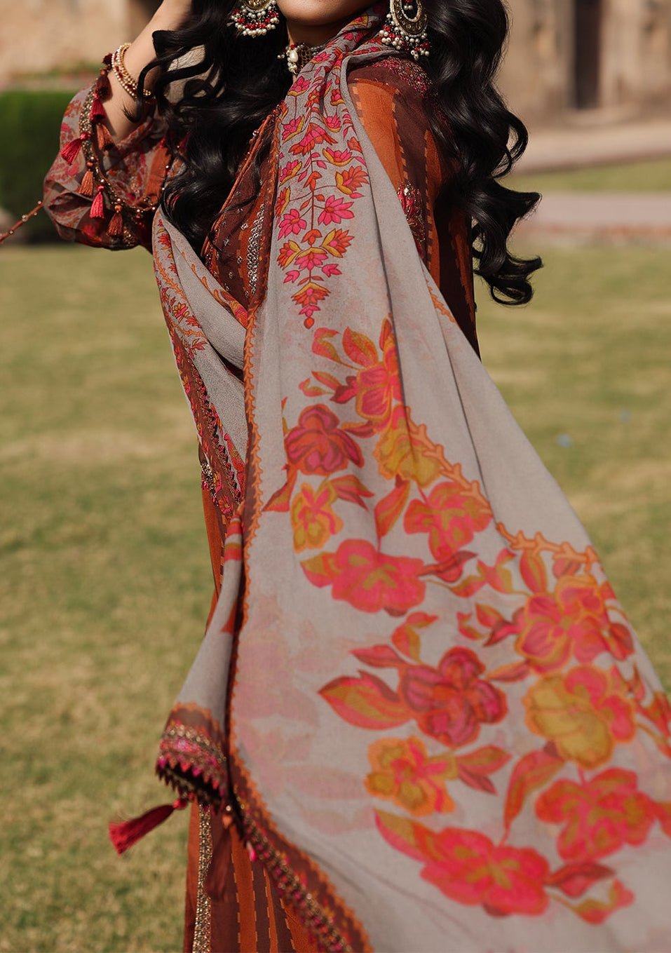 Charizma Vasl Embroidered Printed Chiffon Dress