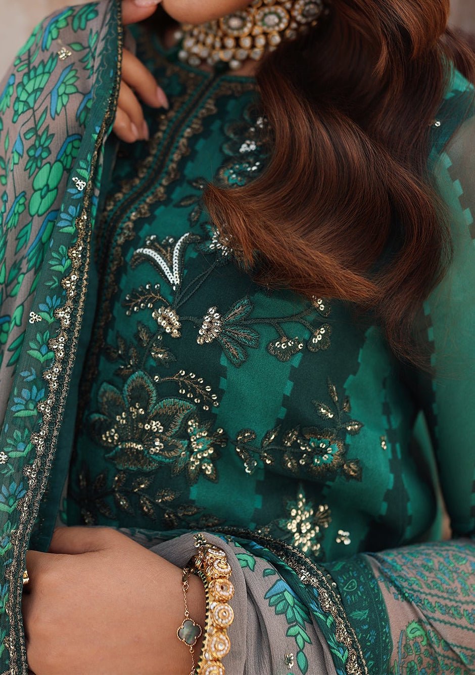 Charizma Vasl Embroidered Printed Chiffon Dress