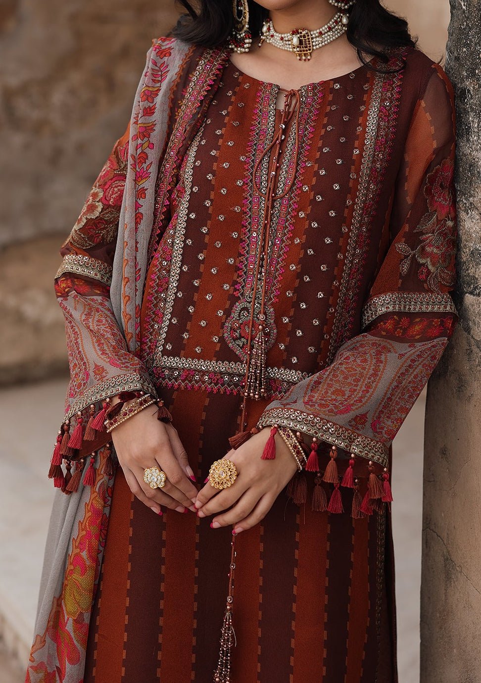 Charizma Vasl Embroidered Printed Chiffon Dress Charizma Vasl Embroidered Printed Chiffon Dress