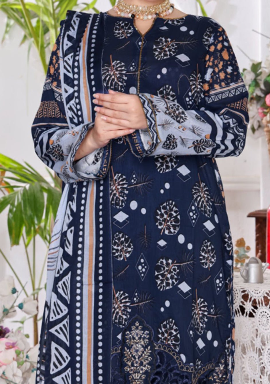 green emerald velvet dress Dilkash Ready Made Embroidered Printed Lawn Dress