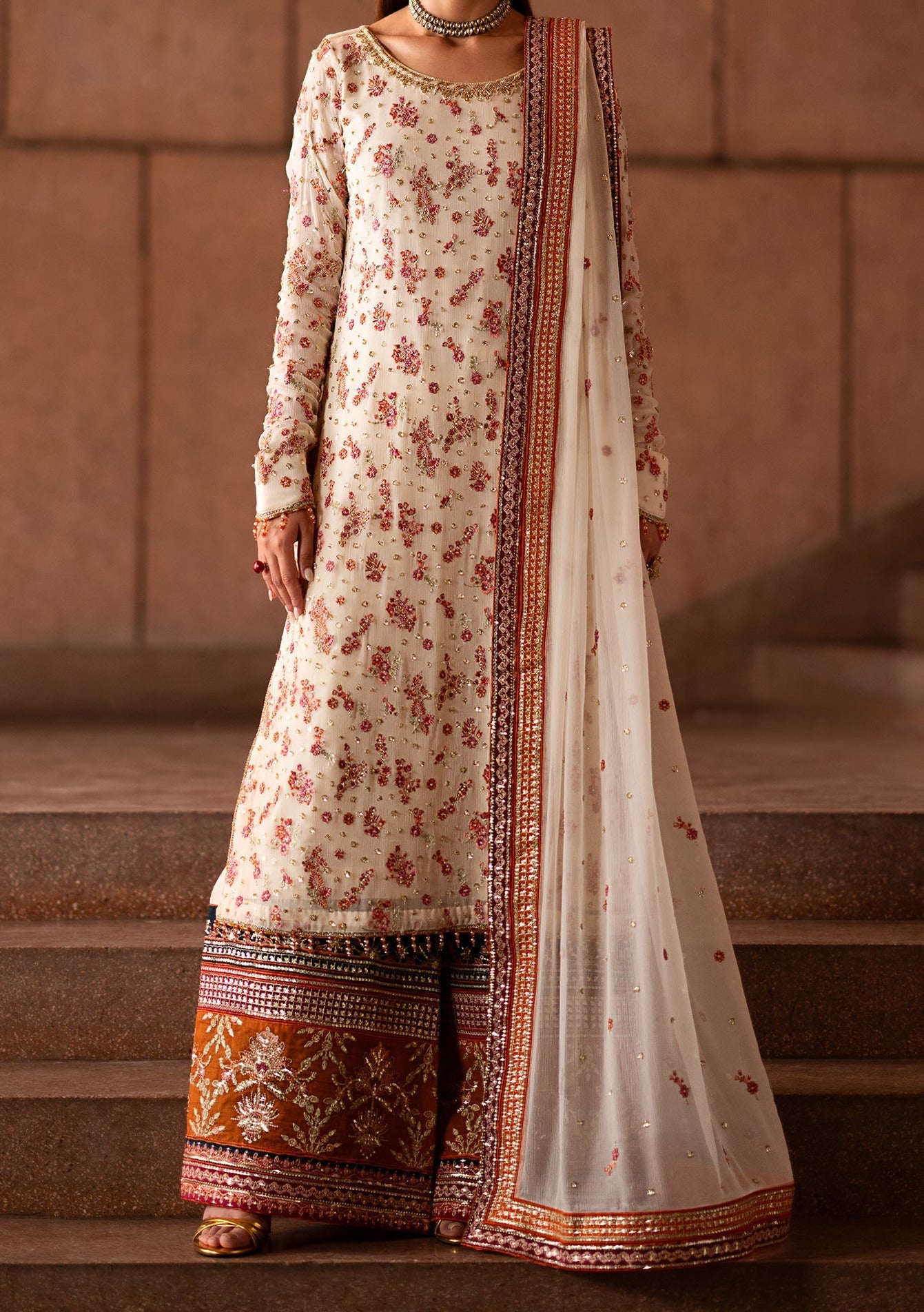 Emaan Adeel Clovera Pakistani Chiffon Dress - db27244