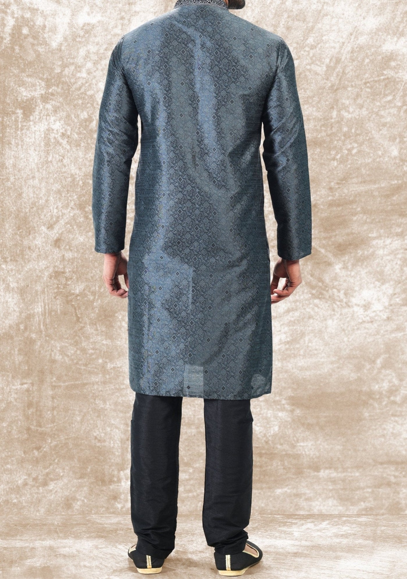 Embroidered Party Wear Jacquard Kurta Pajama Set - db27052