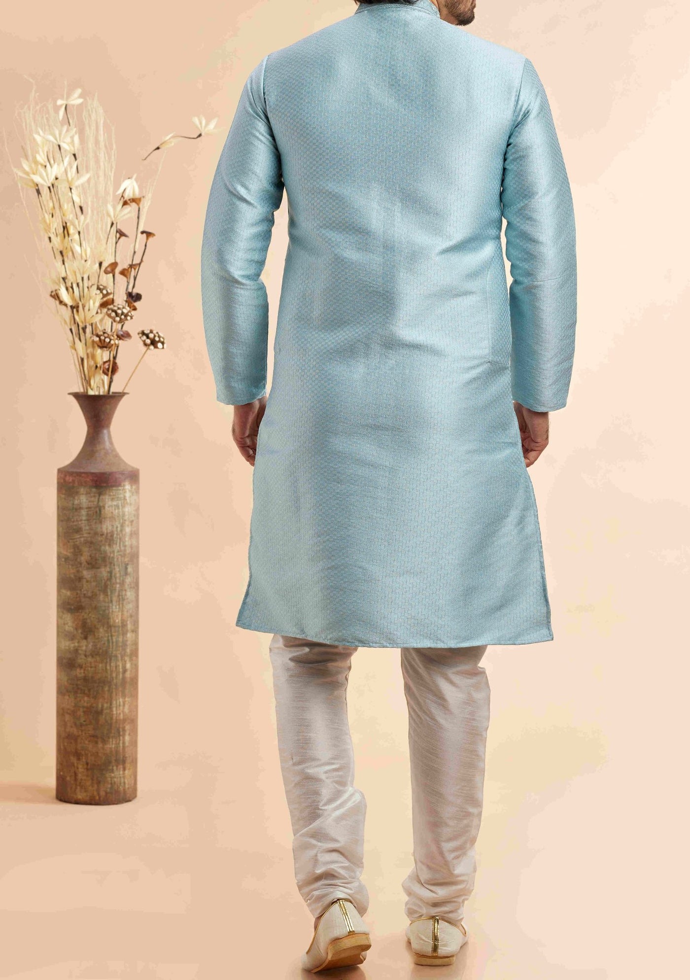 Embroidered Party Wear Jacquard Kurta Pajama Set - db28809