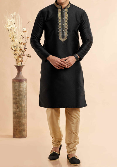 Embroidered Party Wear Jacquard Kurta Pajama Set - db28815