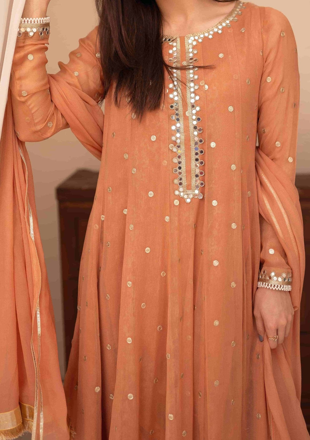 Pakistani/indian Anarkali pure chiffon outlet D