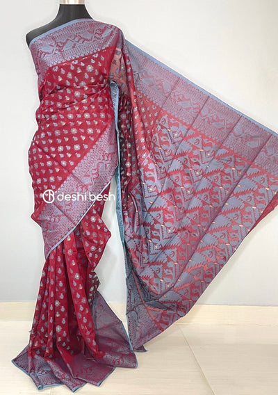 Handloom Jacquard Jamdani Silk Saree - db26033