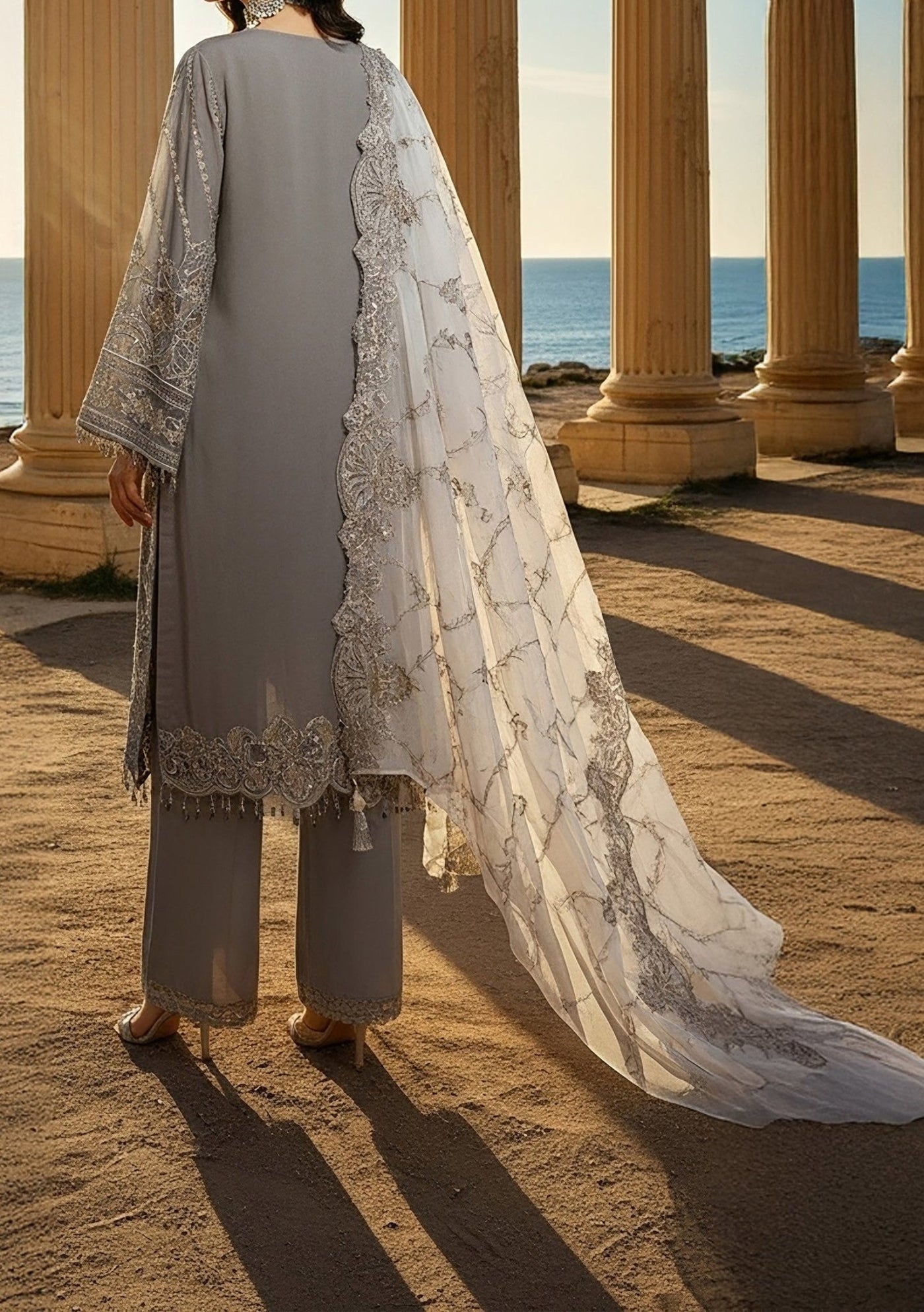 Imrozia Mehr e Mah Pakistani Luxury Chiffon Dress - db30344