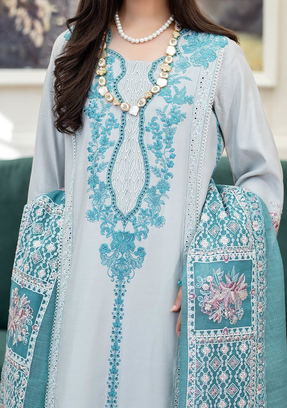 Imrozia Zebrang Pakistani Luxury Silk Dress - db27486