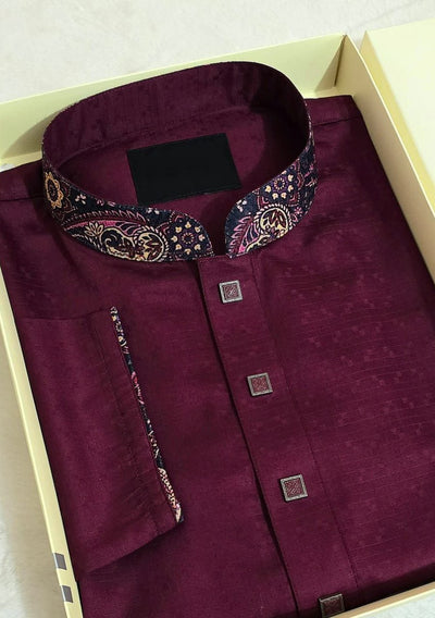 Kids Printed Work Mixed Cotton Punjabi - db29291