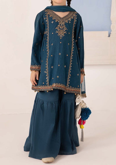 Maria.B Girl's Embroidered Dobby Lawn Gharara Suit - db26511