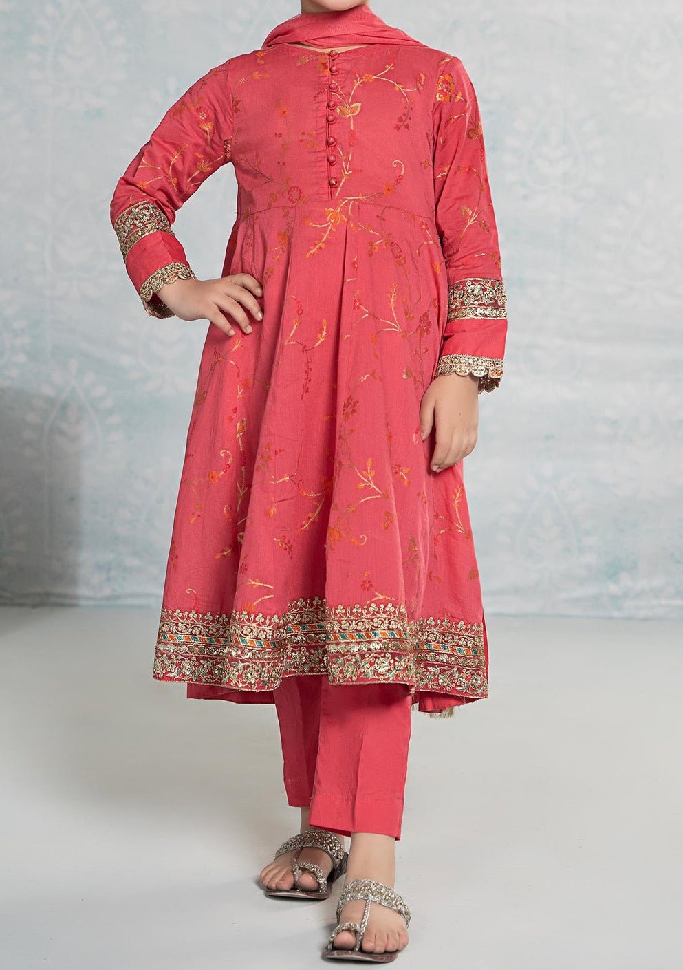 Maria.B Girl's Embroidered Jacquard Salwar Suit - db25945