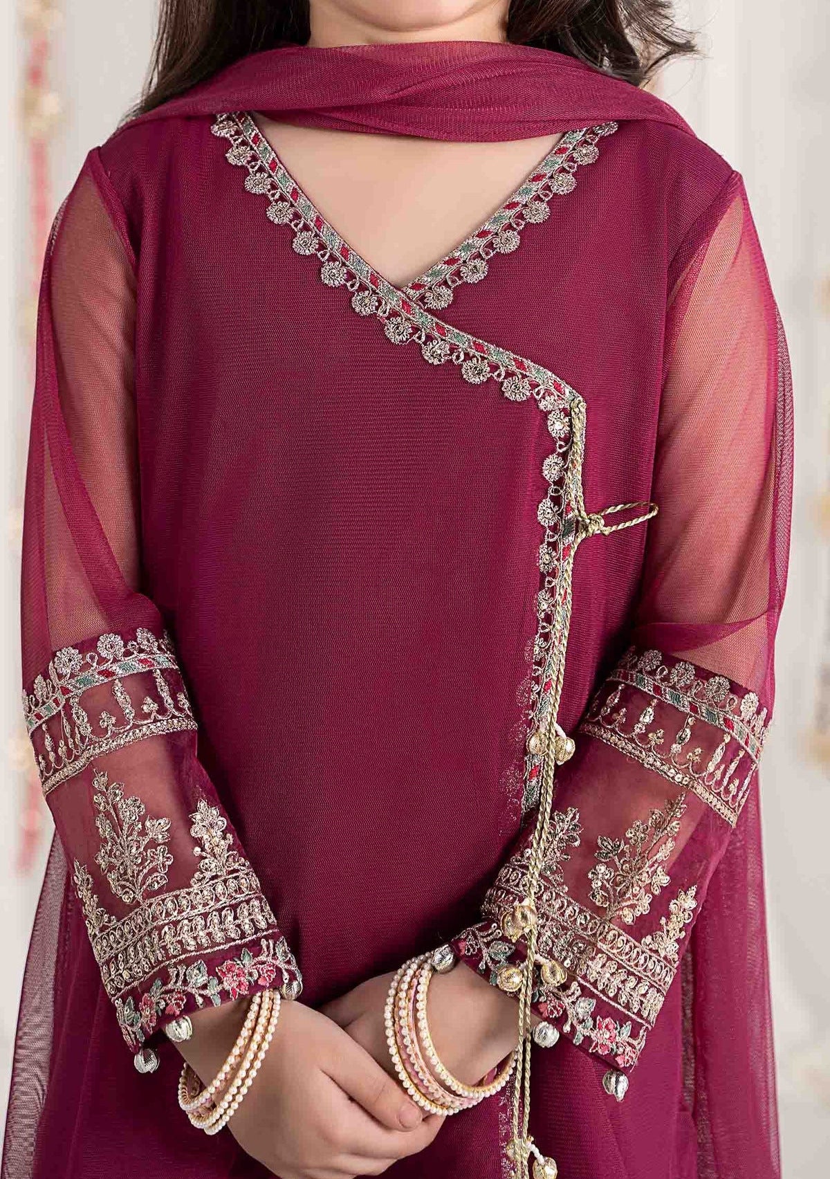 Maria.B Girl's Embroidered Polyester Net Suit - db28127