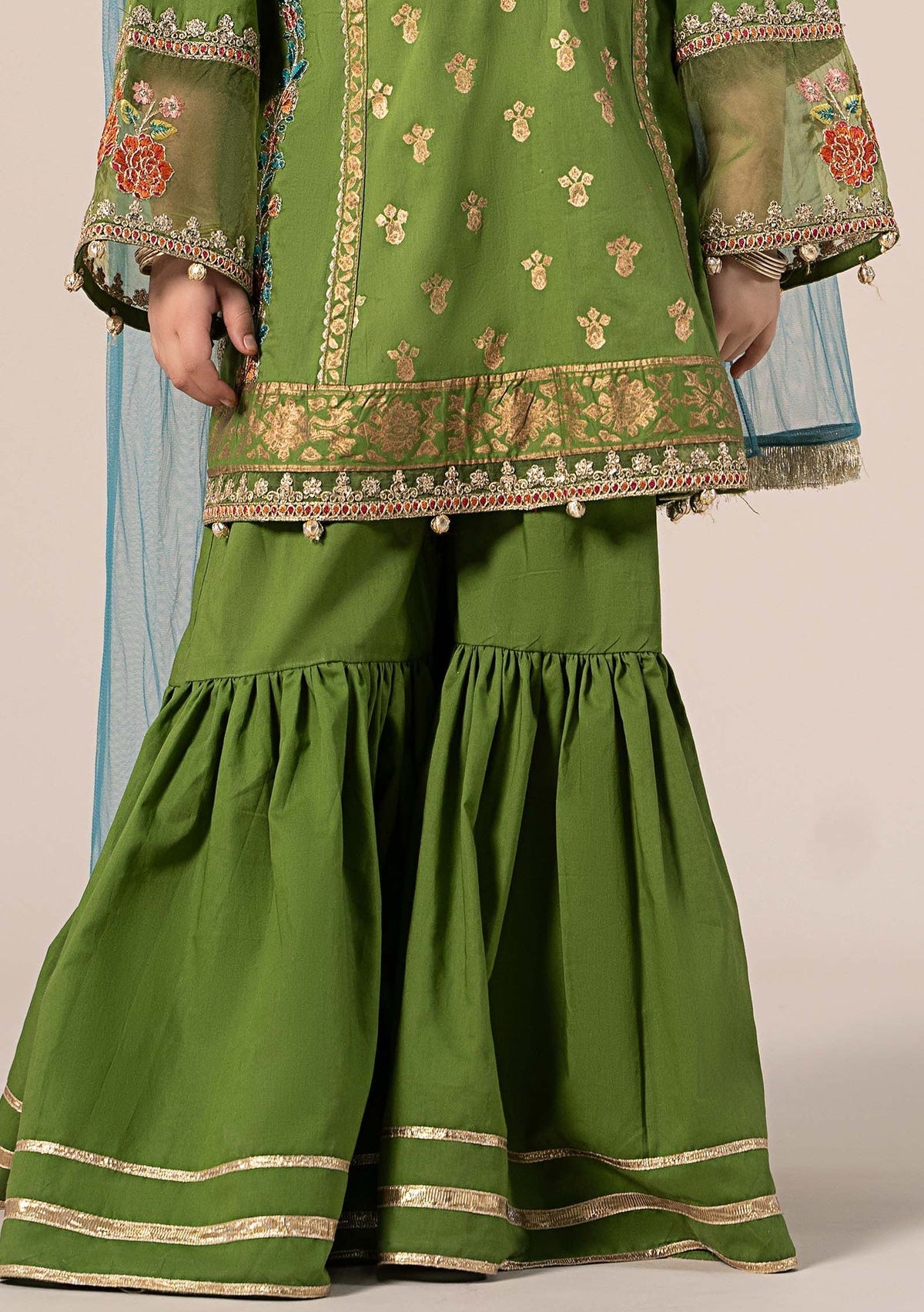 Maria.B Girl's Embroidered Sharara Suit