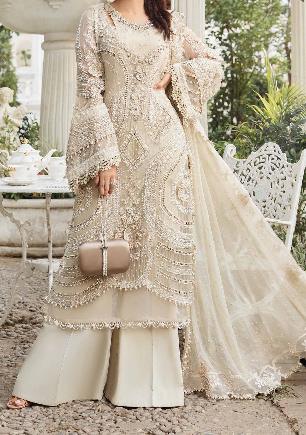 Maria.B Pakistani Luxury Embroidered Chiffon Dress - db28638