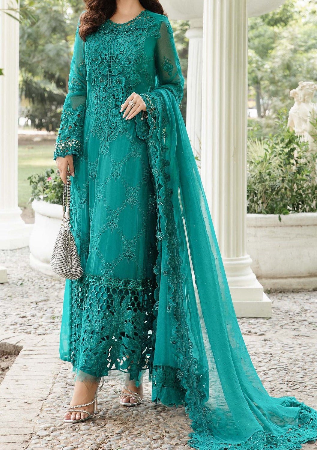 Maria.B Pakistani Luxury Embroidered Chiffon Dress - db26927