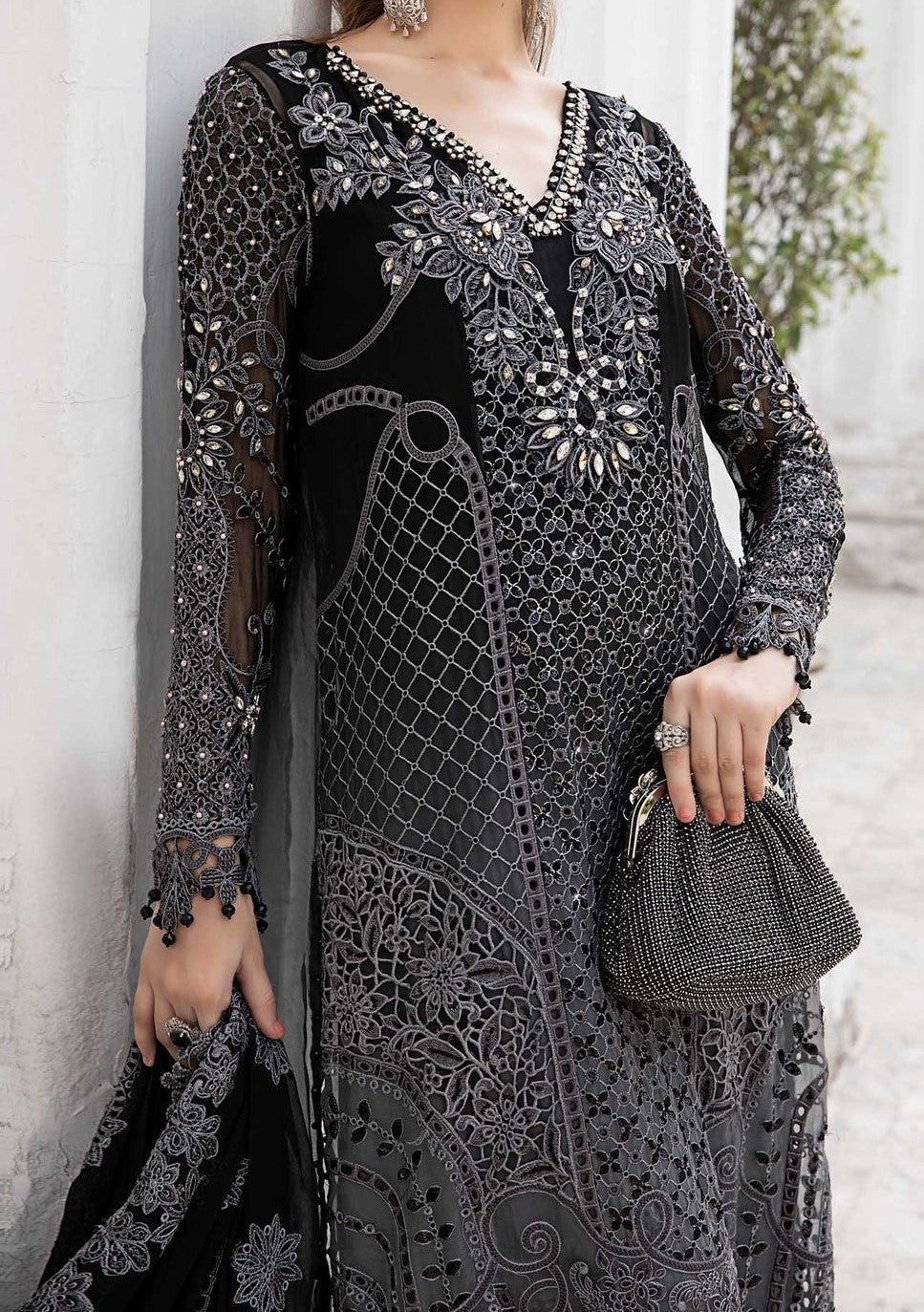 Maria.B Pakistani Luxury Embroidered Chiffon Dress