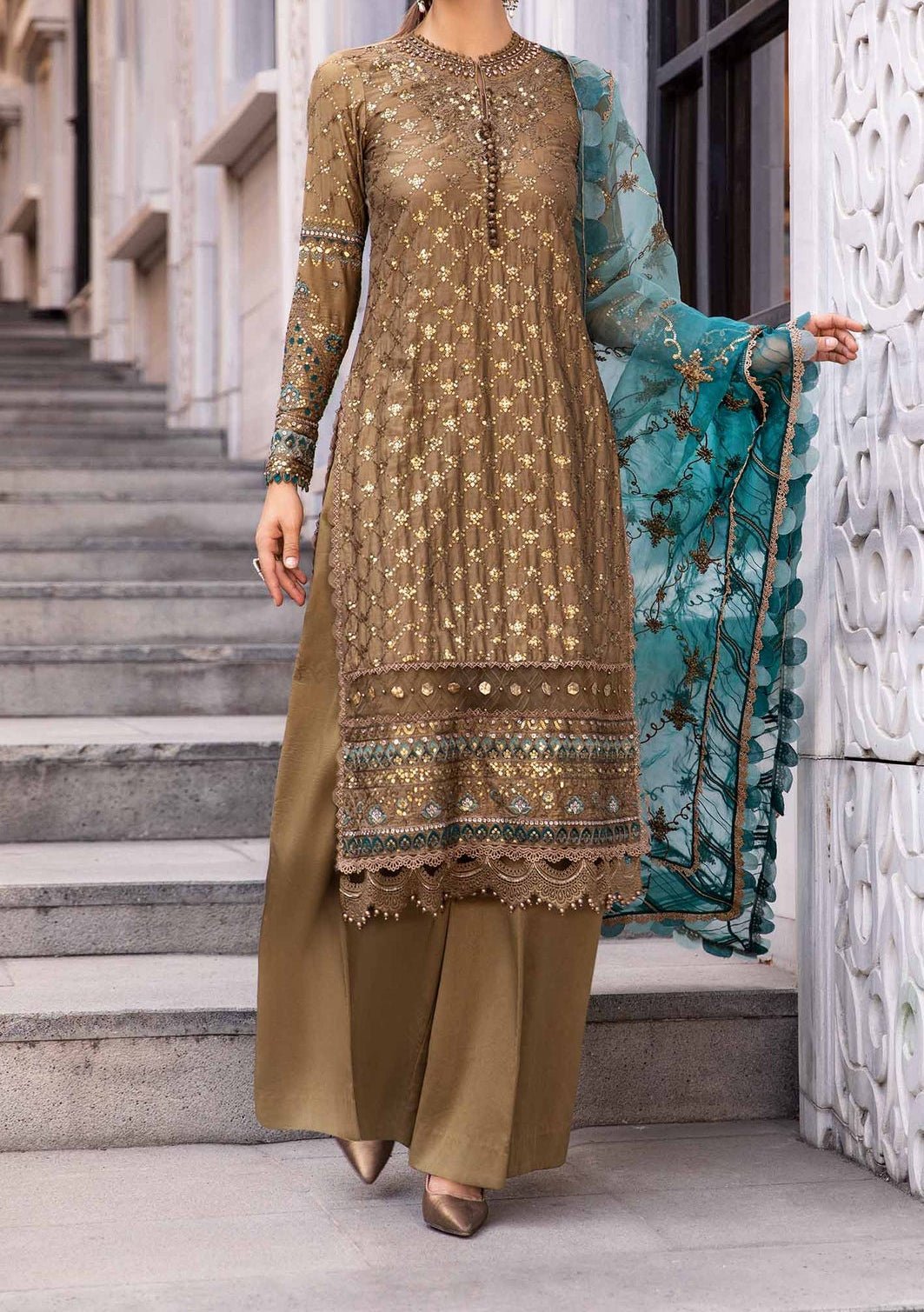 Maria.B Pakistani Luxury Embroidered Dress - db27235