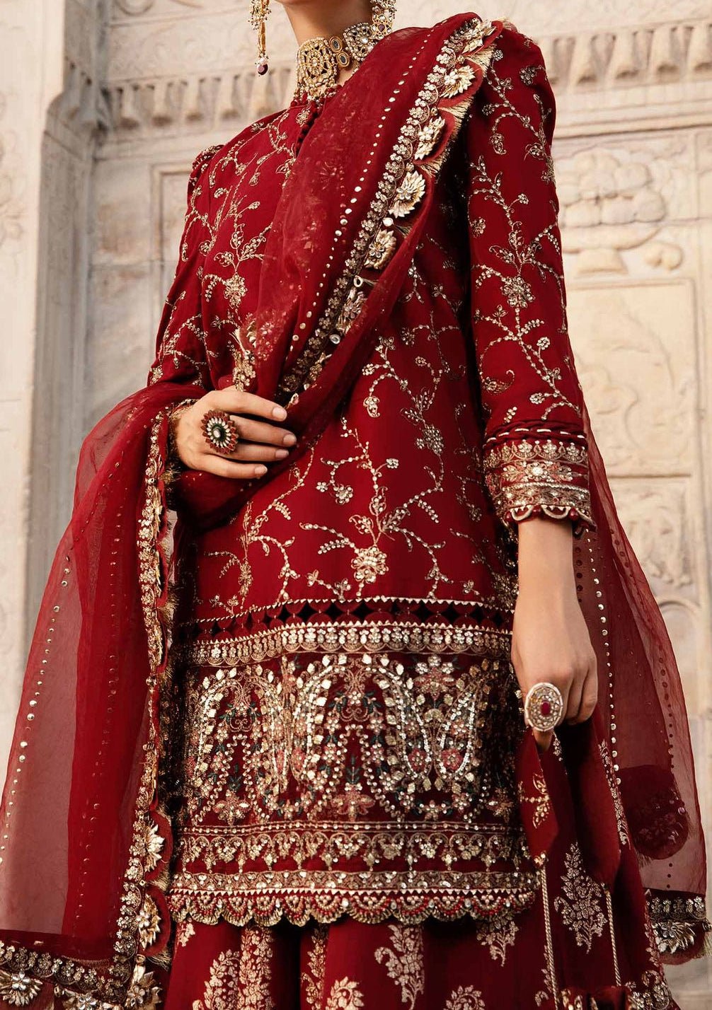 Maria.B Pakistani Luxury Embroidered Sharara Dress - db27236