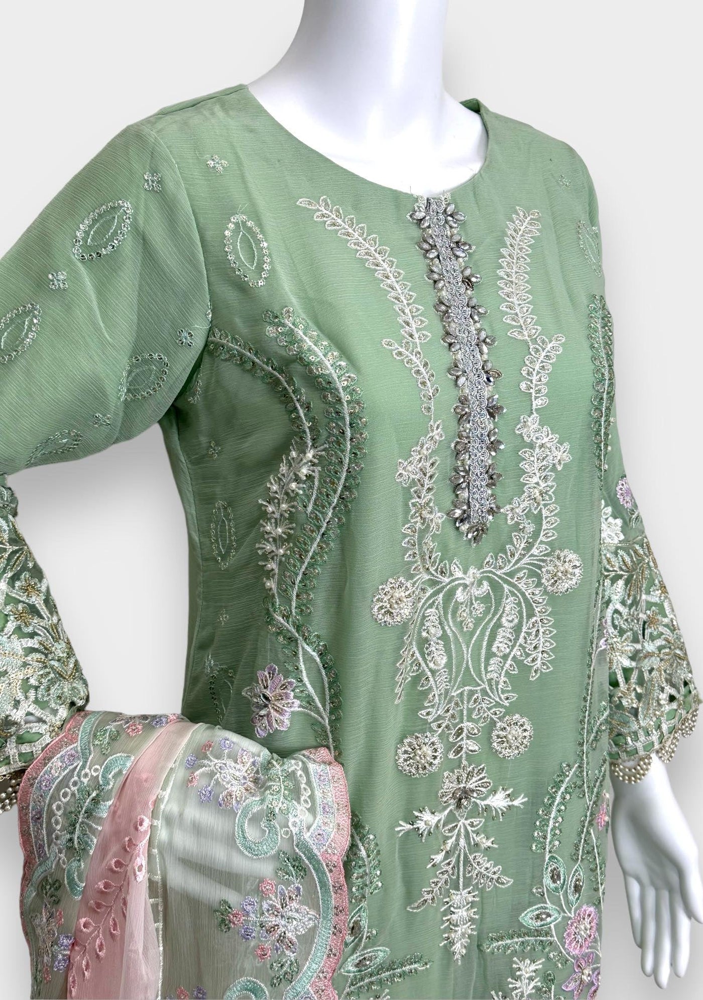 Maria.B Replica Embroidered Chiffon Dress - db25278