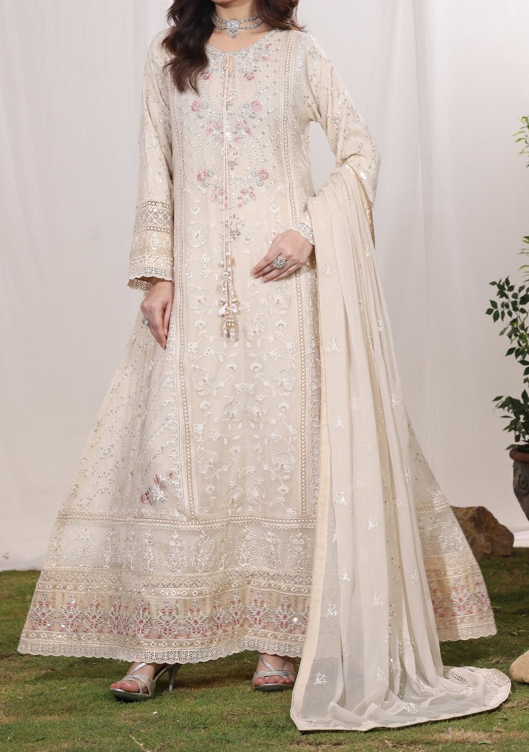 Mehrab Luxury Embroidered Chiffon Dress