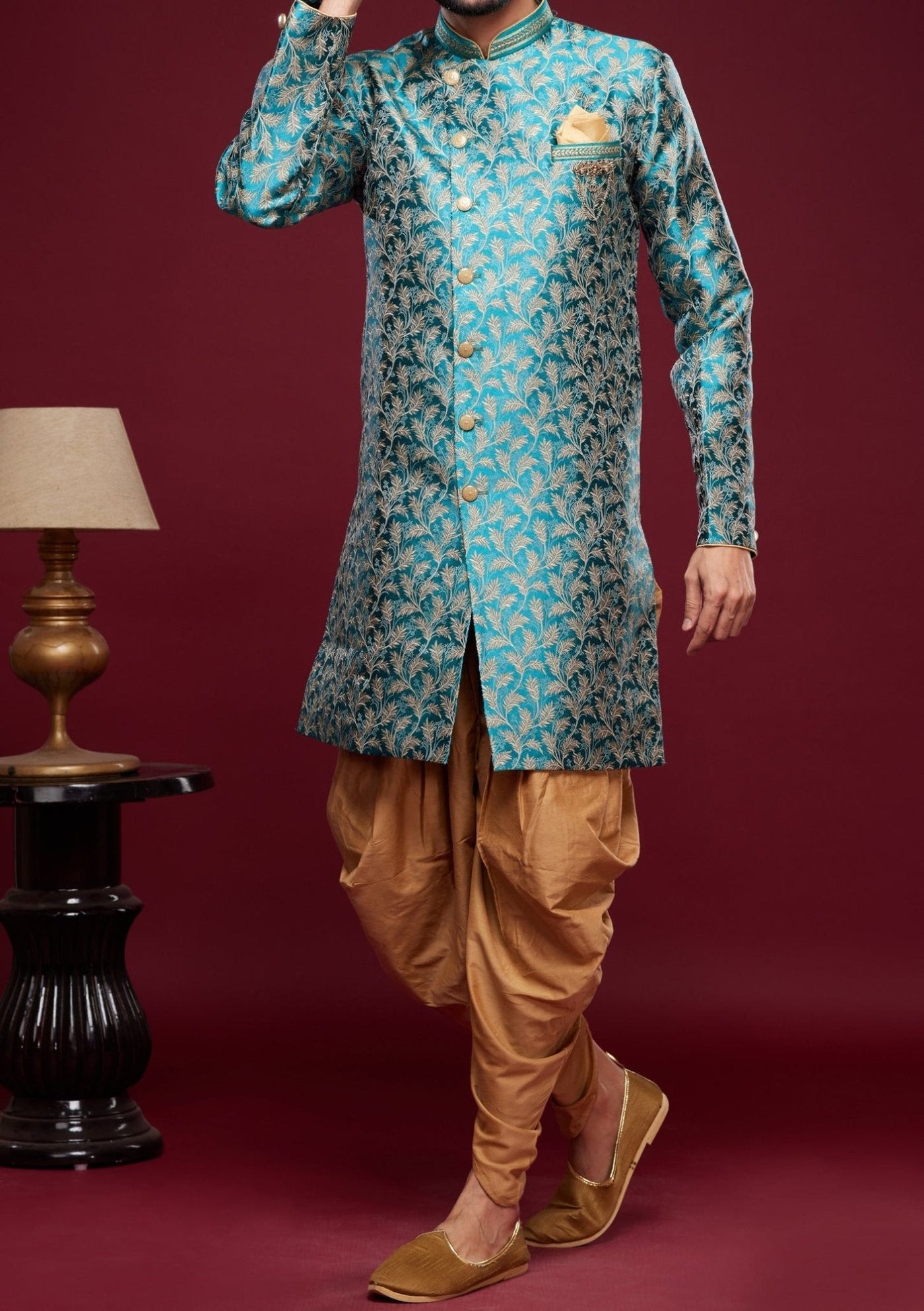 Men's Semi Indo Western Party Wear Sherwani Suit - db25769