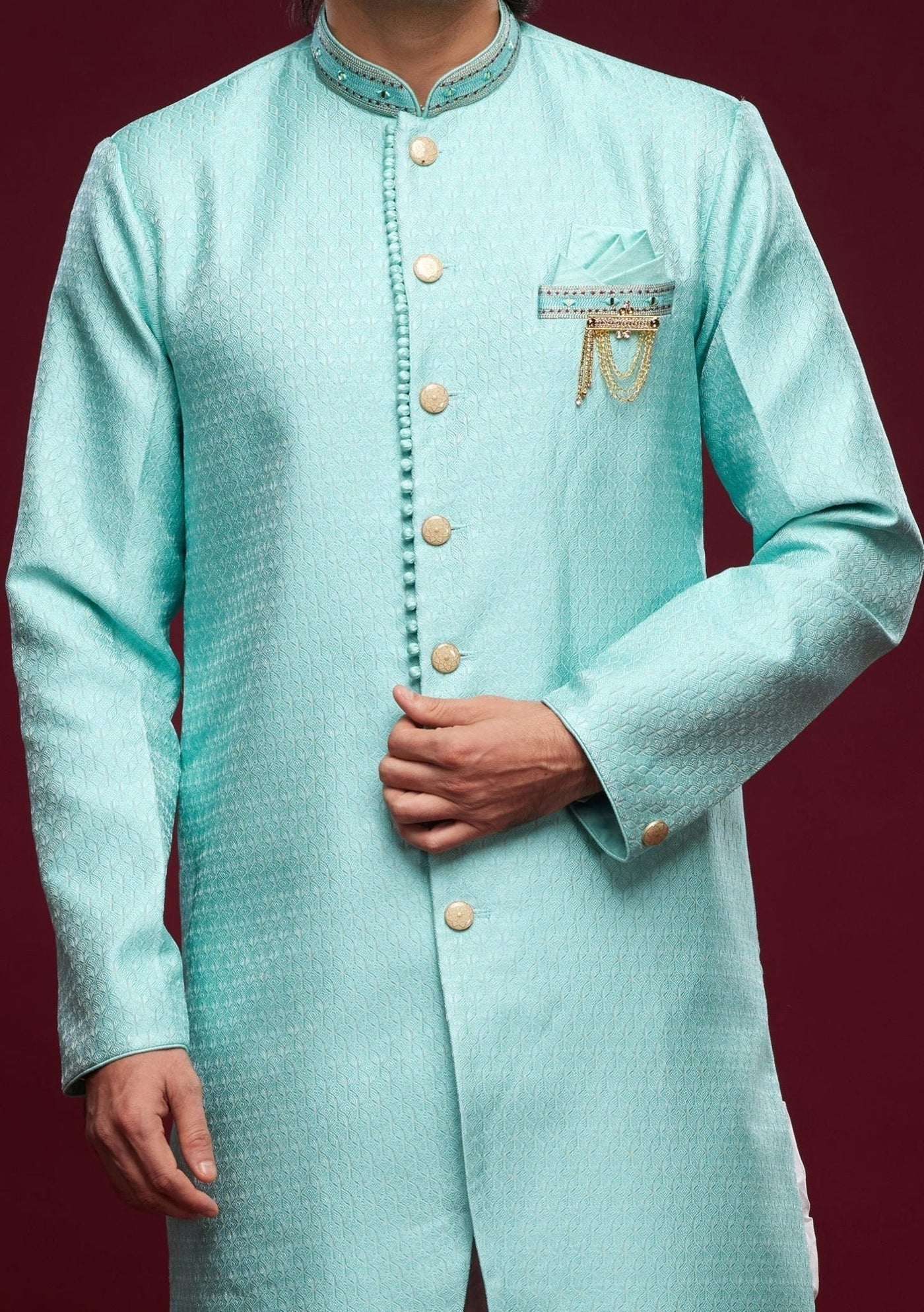 Men's Semi Indo Western Party Wear Sherwani Suit - db25767