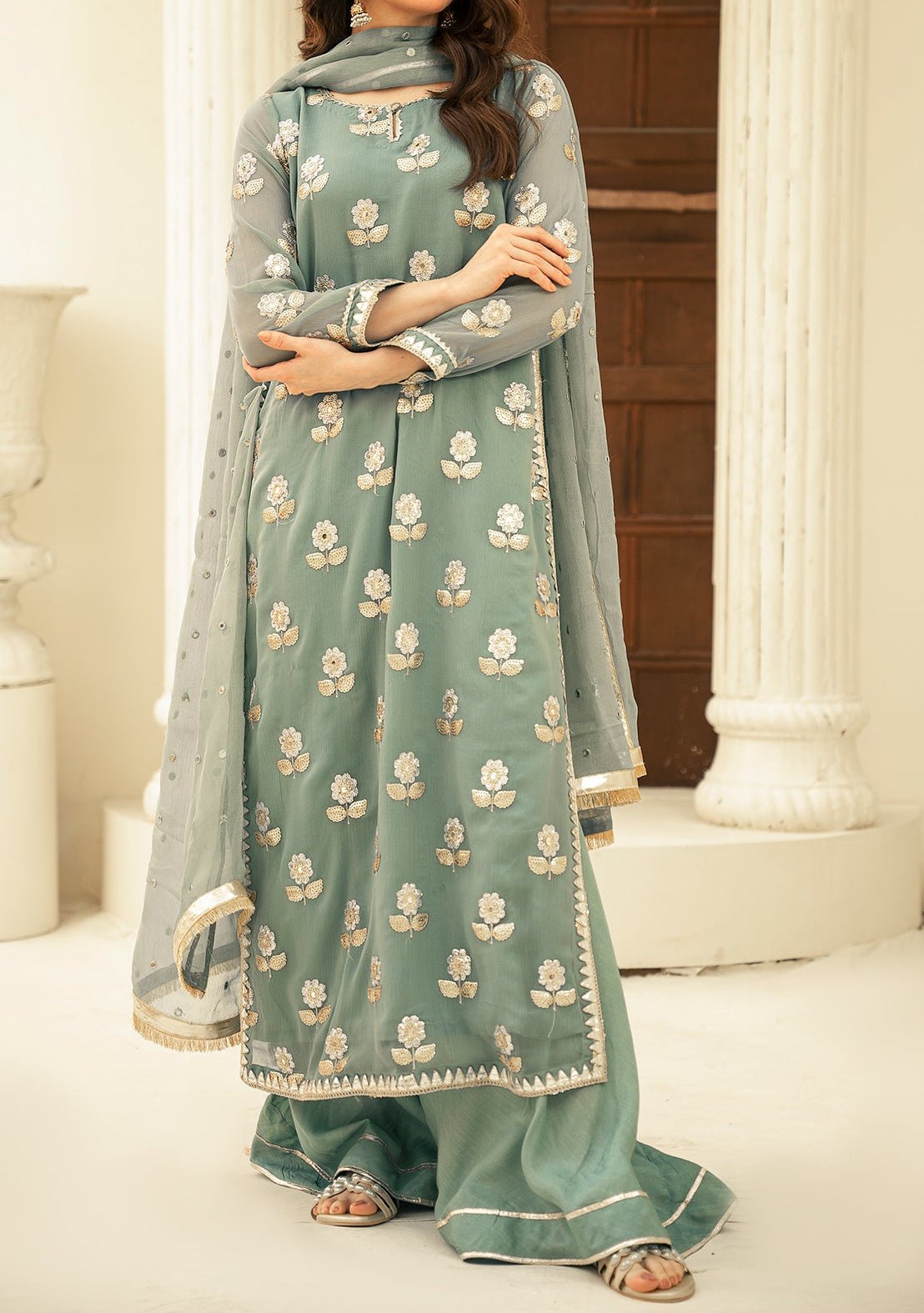 Mother Ready Made Embroidered Palazzo Suit - db28732