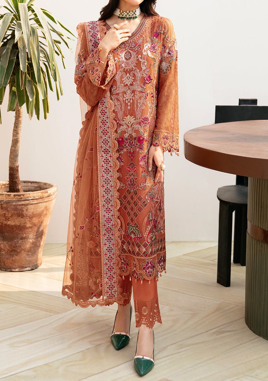 Ramsha Chevron Pakistani Luxury Chiffon Dress - db26701