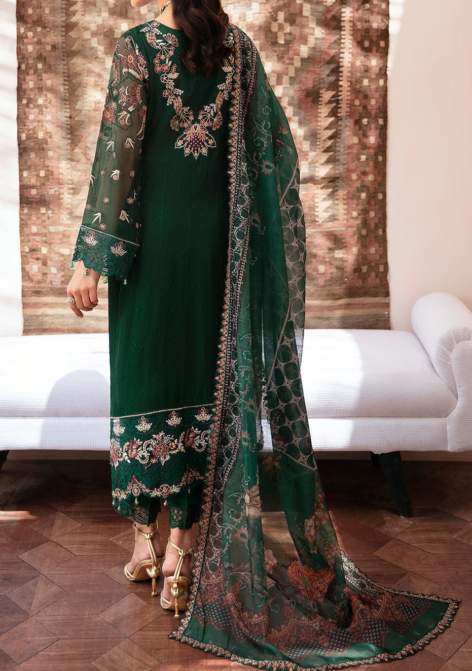 Pakistani salwar kameez on sale winter arrival linen cotton suit by Ramsha embroidered dress made on custom order