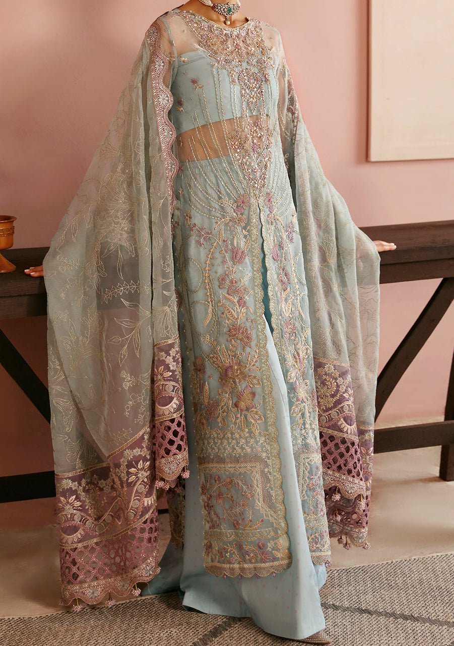 raw silk dresses with organza dupatta Daisy-Pure Raw Silk Angrakha with Kathan Organza Dupatta By-Kanwal Malik