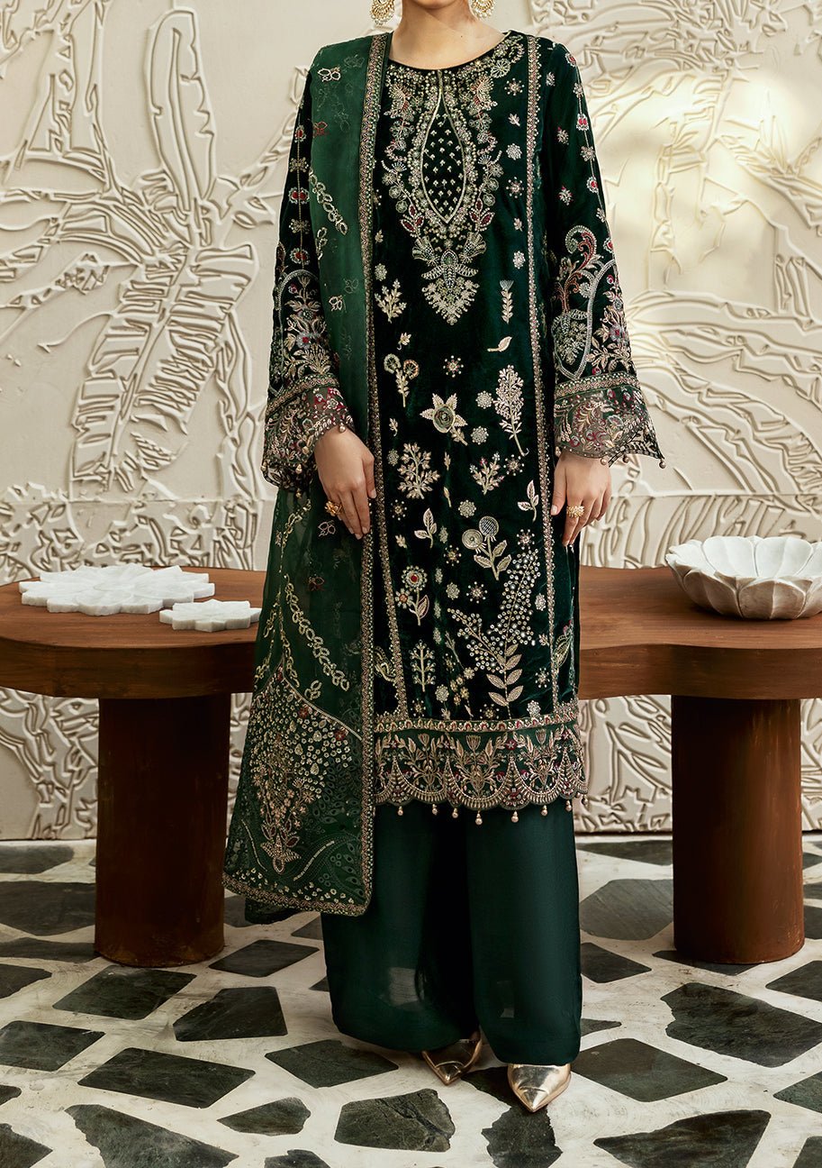 green velvet pakistani dress Hunter Green Maxi Dress main image 1